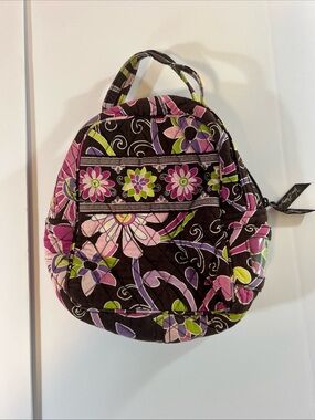 Vera Bradley Brown Quilted Floral lunch tote with Pink & Green Accents